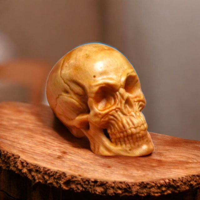  Echtholzfigur Skull handgeschnitzt