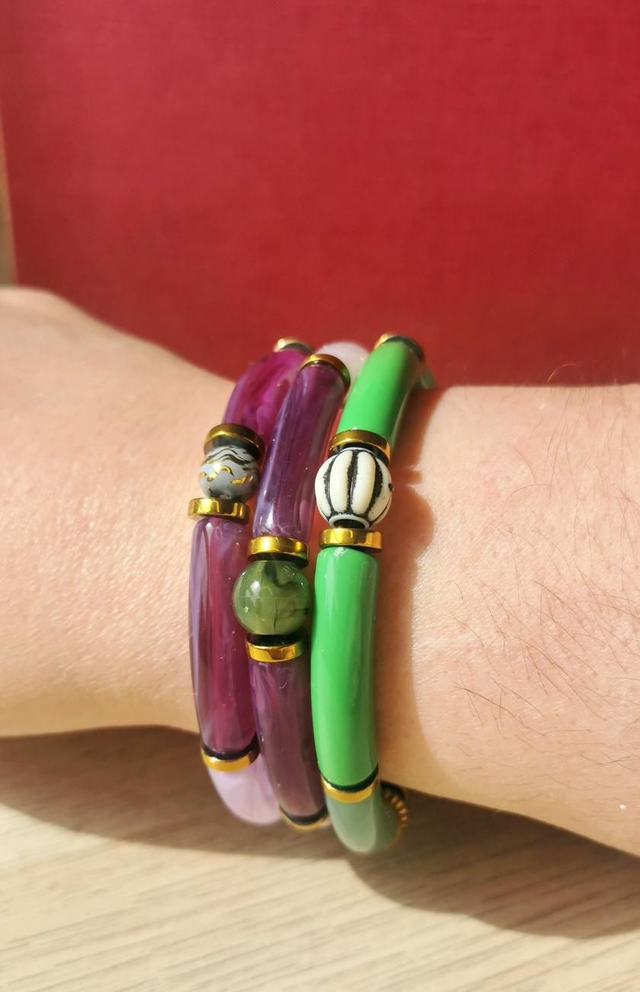Bracelets vert & violet Taille L