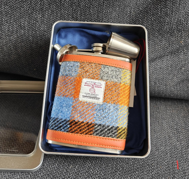 Harris Tweed hip flask gift boxes