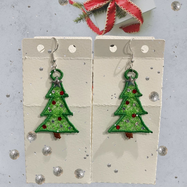 fichier broderie boucles d'oreille en FSL sapin de noël