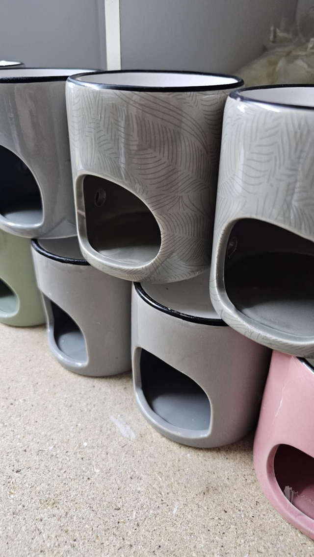 Brûle parfum – Gris motif feuillage OU Gris sans motif