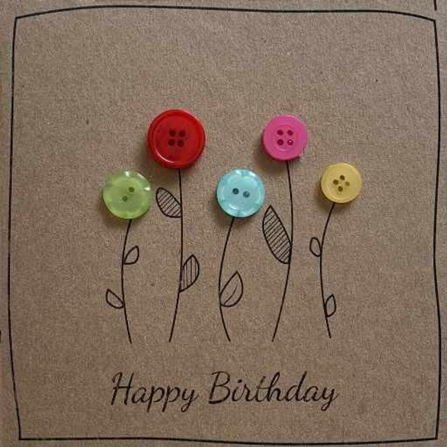 Happy Birthday Button Flowers Craft