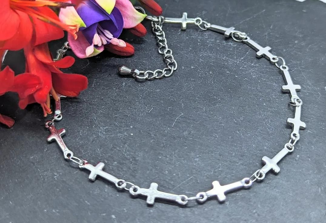 Stainless Steel Cross Link Anklet