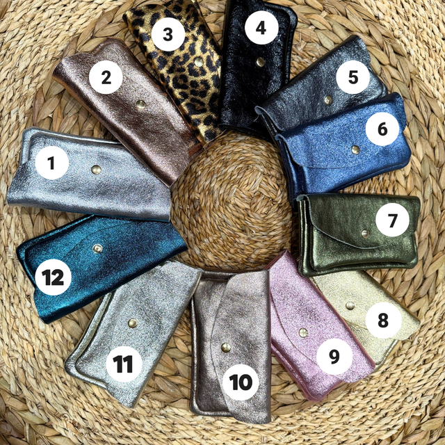 Porte-monnaie cuir doubles poches - grand modèle - couleur au choix