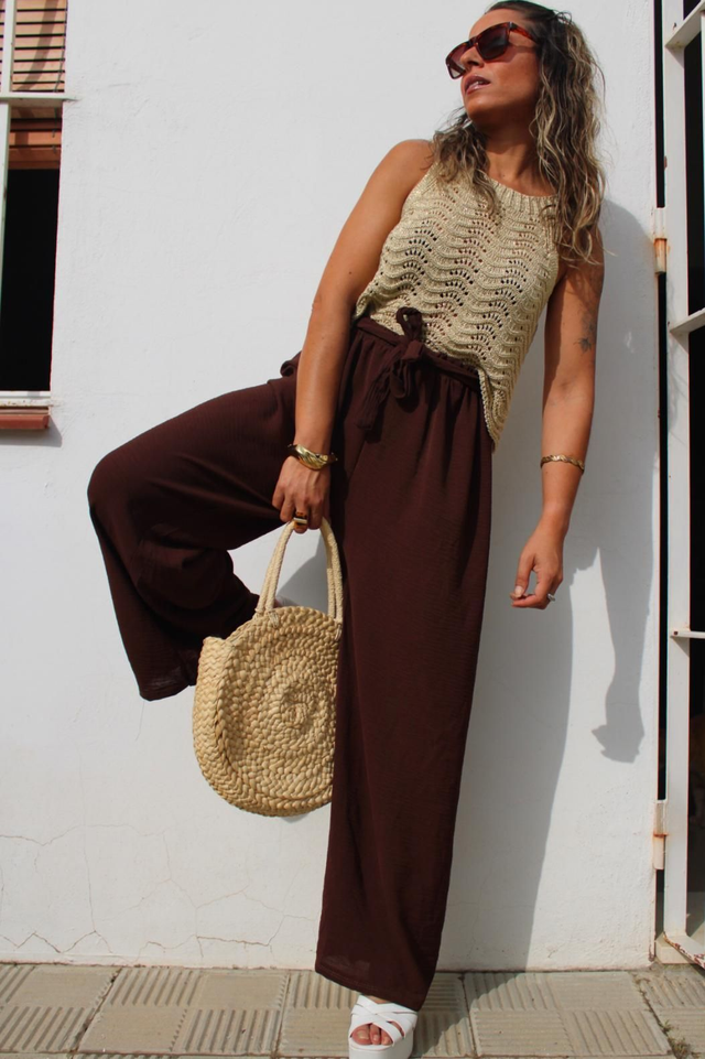 Pantalón Gasa Marrón