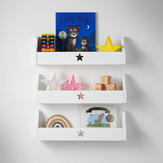 Wall Mounted Shelf Children’s Star Floating Bookshelf Organiser Unit 50x10x16cm