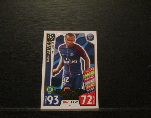 Dani Alves - UEFA Champions League Match Attax 2017/18 Original Trading Card #431