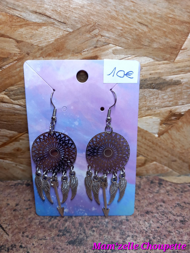 Boucles d'oreilles style attrape-rêve 