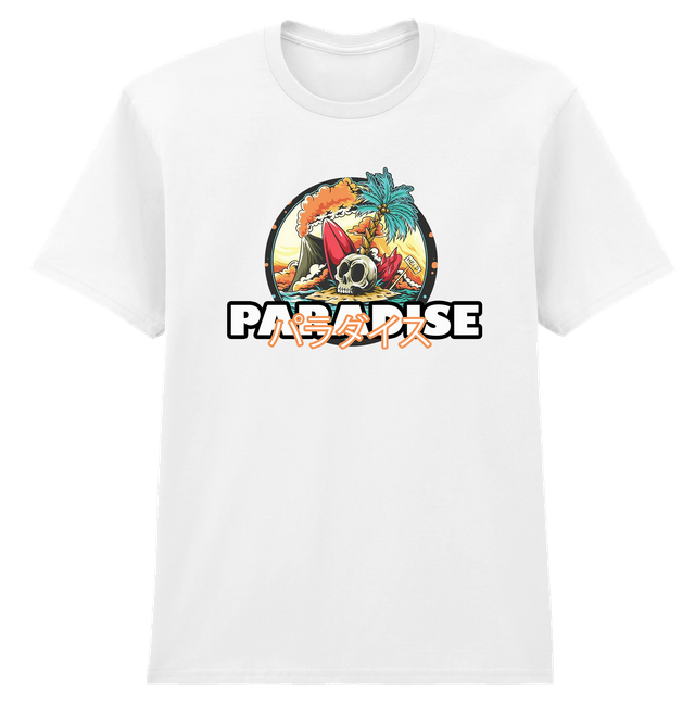 Paradise Skull Beach White Soft Spun Patterned T-Shirt