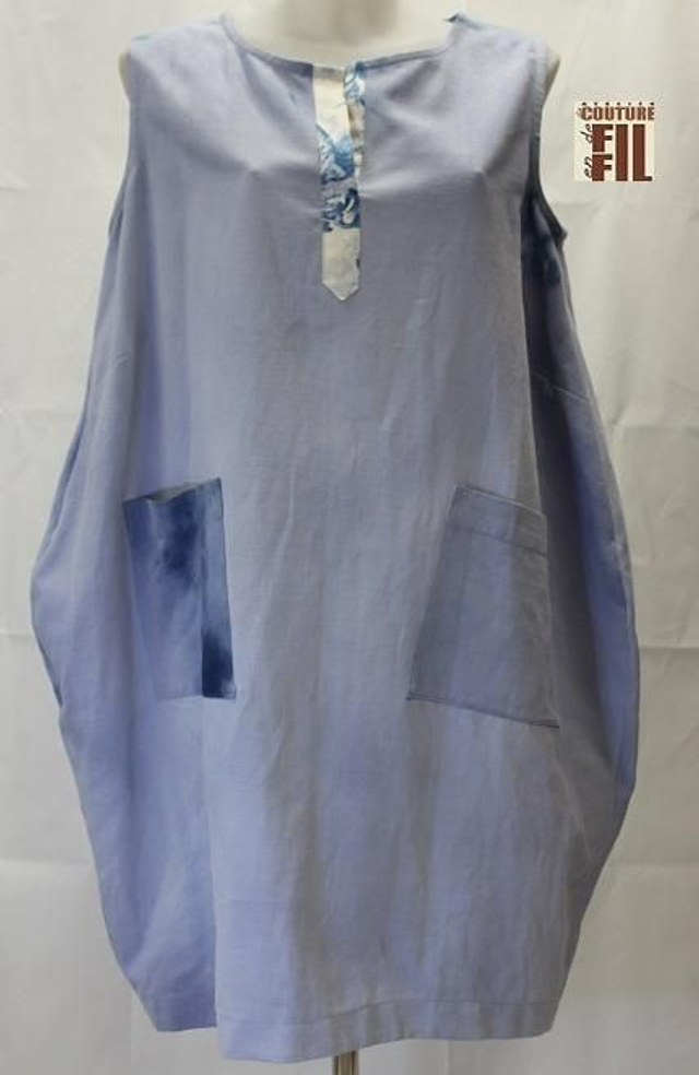 Robe coton bleue
