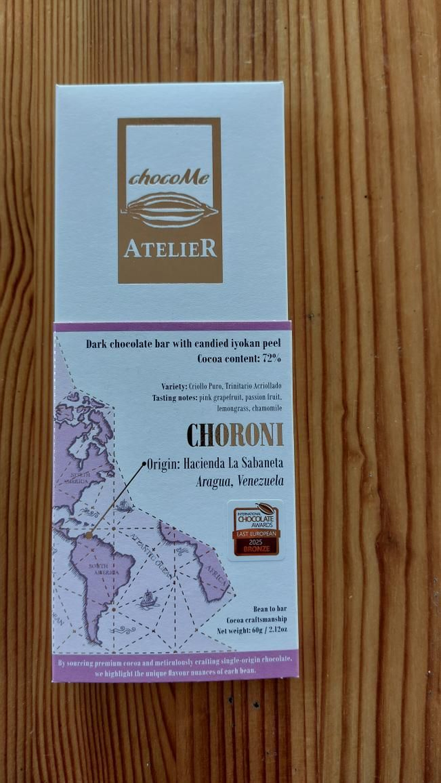 ChocoMe Atelier 72% Venezuela Choroni with candied iyokan
