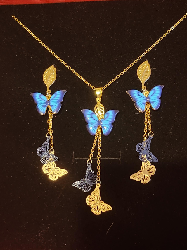 Parure papillons bleu 