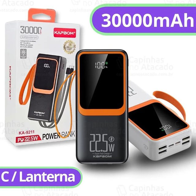Power Bank Turbo 30000 mAh Super Rápido 22.5W Tipo C
