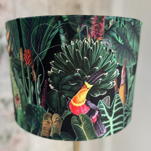 Velvet Tropical Rainforest Drum Lampshade