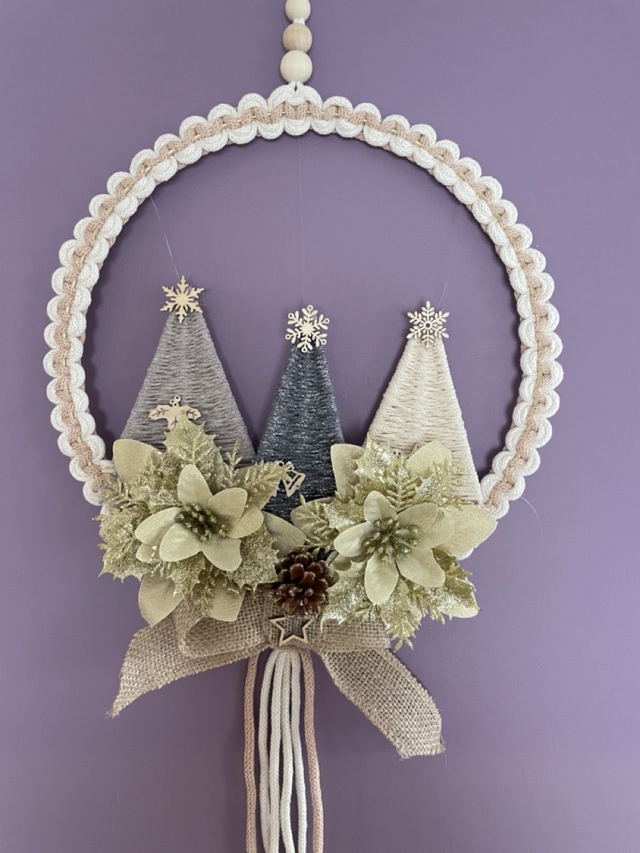 Couronne de Noël ton beige