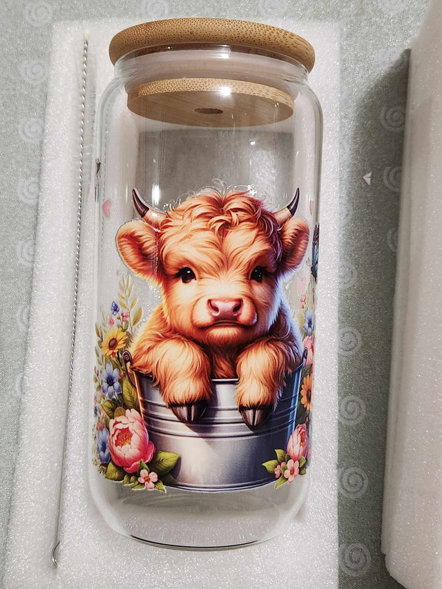 Canette en verre personnalisé &quot; un Amour de Vachette &quot; ( gobelet , verre, tasse  ) 