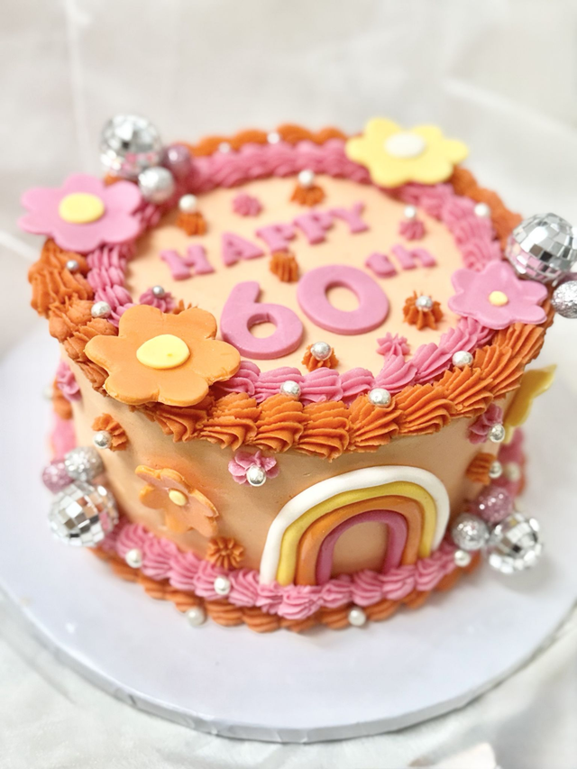 60s Theme Birthday Cake