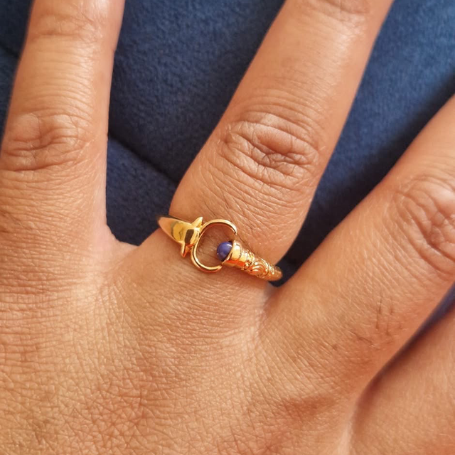 Bague barea tête de zébu bleu