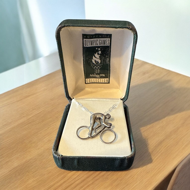 RARE Discontinued Atlanta 1996 Olympics Bike Rider Sterling Silver Charm