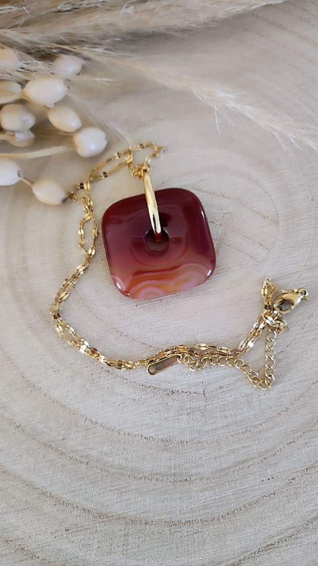 Pendentif Agate de Botswana orange