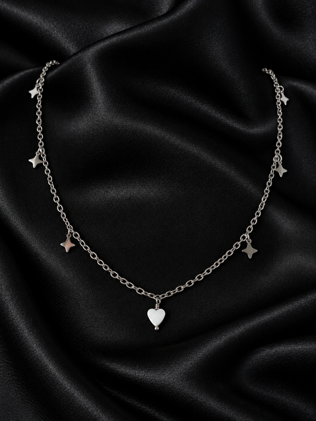 Collier Coeur d'Étoiles Argenté