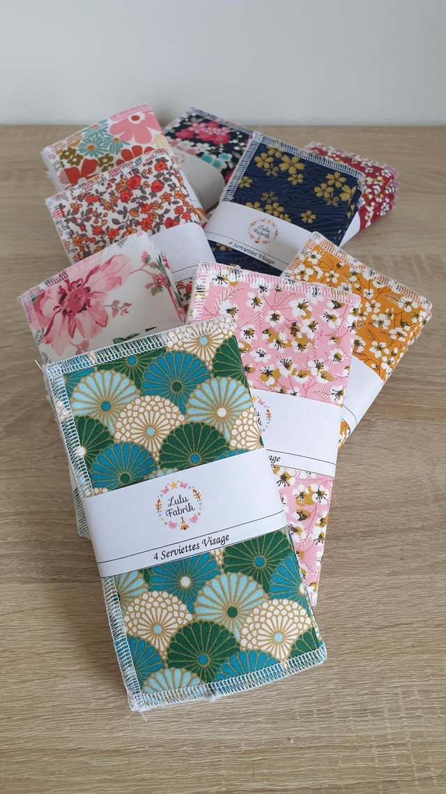 Lot de 4 serviettes visage FLEURI VINTAGE