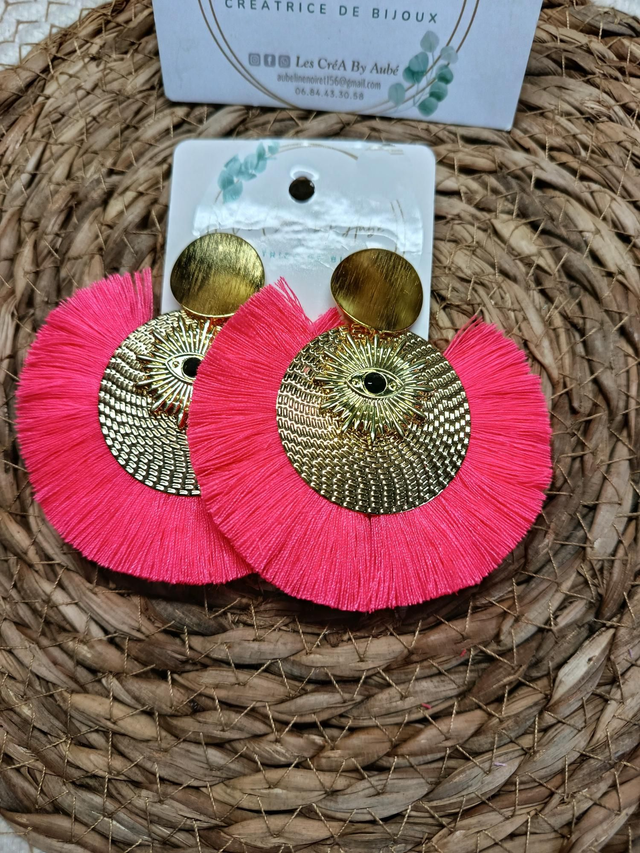 BO BOHEME GOLD/OEIL NOIR/ POMPONS ROSE FLUO/ 0000889