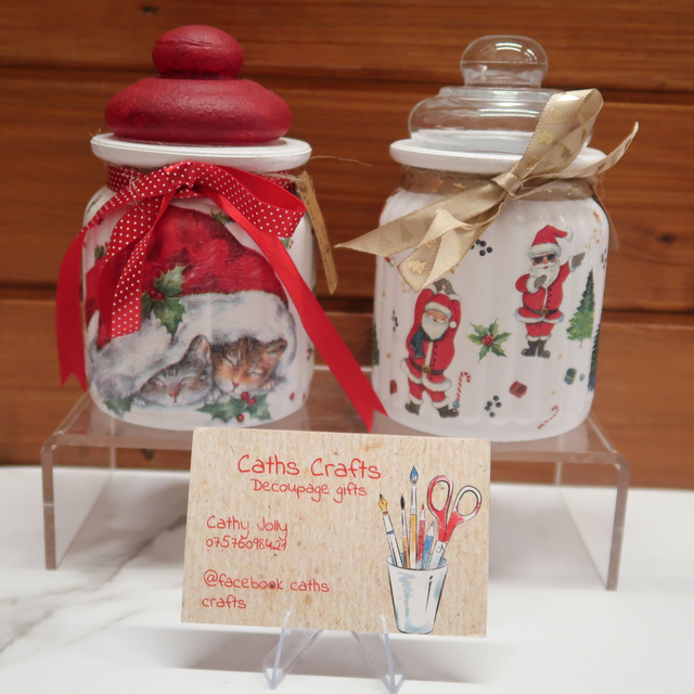 Decoupage Christmas Mini Jar