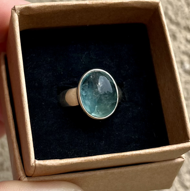 Bague en argent et Fluorite - Taille 57