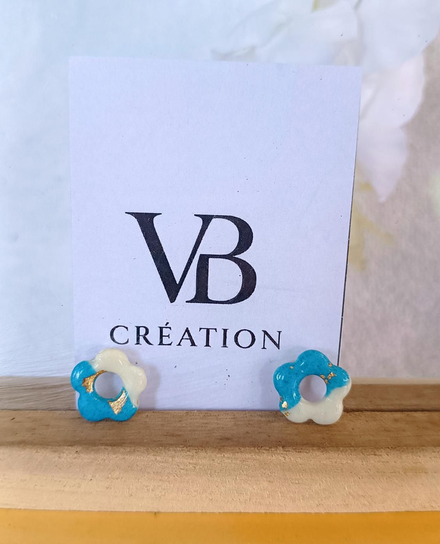 Pampilles petit modèle bleu nacre et or