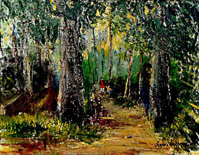 Sisarukset metsätiellä (27x35 cm)