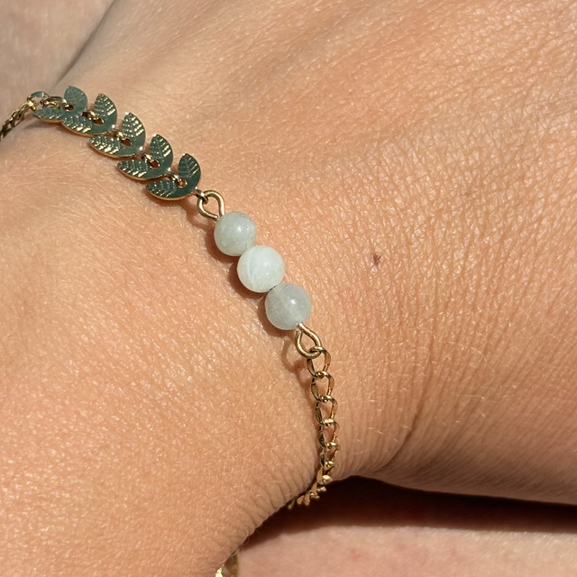 Bracelet acier inoxydable doré aigue-marine 