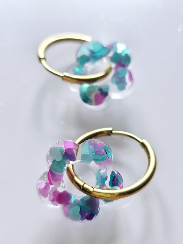CREOLES EDEN COEURS VERTS ET MAUVES