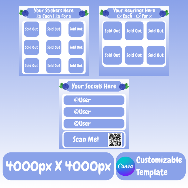 Blueberry Artist Vending Template Pack