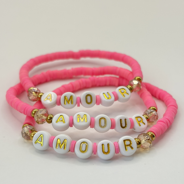 Bracelet heishi rose AMOUR