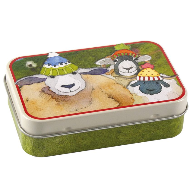 Mini rectangular Tin Sheep in Hats
