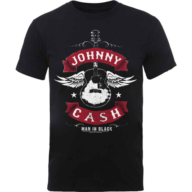 JOHNNY CASH UNISEX T-SHIRT: WINGED GUITAR