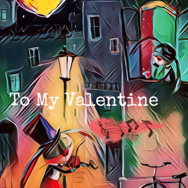 To My Valentine Blank Greetings Card - Serenading Rabbits