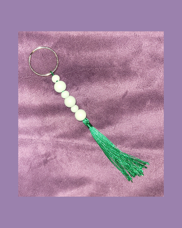 Green Tassel Keyring
