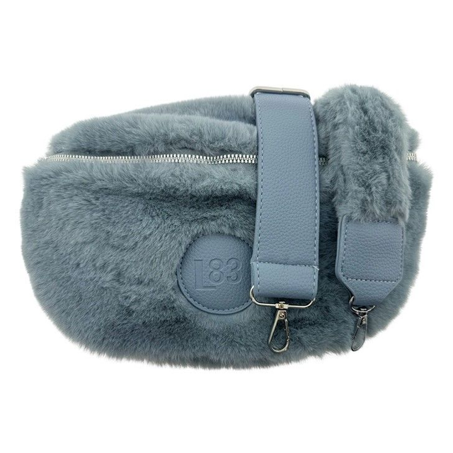 Schultergurttasche Blau Kunstfell