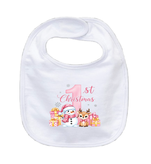 1ST CHRISTMAS - 0–3 Month Baby Bib – White | Adroit Baby