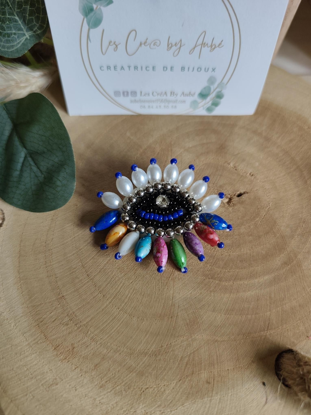 BROCHE OEIL PERLES / MULTI COLORS 0000824