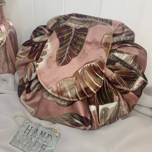 Handmade "Botanical blush" folding make up bag