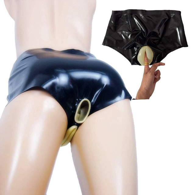 Latex Gummi Brief Vagina Sheath with Anal intercourse Sheath Panties Fetish BDSM