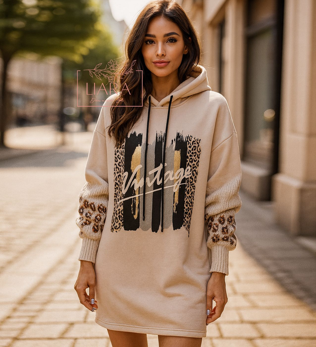 Langer Hoodie hell beige Onesize 