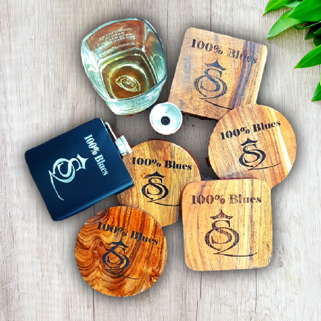Set Of 4 -Acacia Wood Coasters