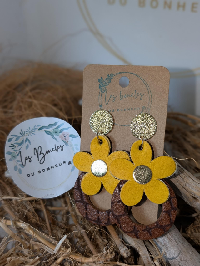 Boucles d'oreilles Baby Marguerite  moutarde bm006