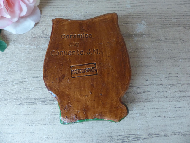 Figurine Hibou Vide-Poche / Cendrier Coloré – Céramique Espagnole Vintage – Ceramica Convento Jesus Maria Aracena - Déco Bureau ou Salon