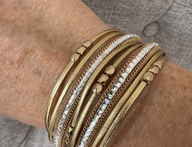 Multi Strand Sparkle Gold Wrap Bracelet