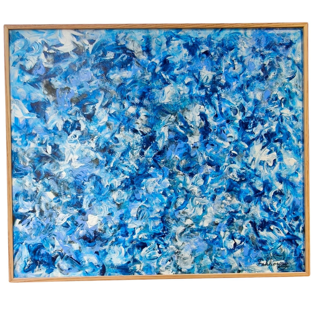 Immersion, par Hamid Fakhoury, acrylique sur toile, 54.5x65,5 cm, 2025